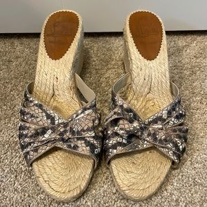 Christian Louboutin Ribbon bow espadrille wedge sandals